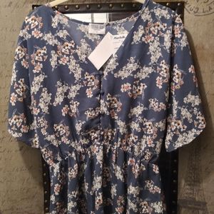 Blue Floral Blouse